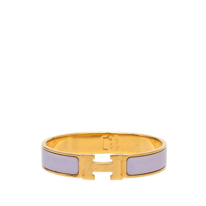 Hermes Clic H PM Bracelet Bangle Gold Purple Plated Enamel