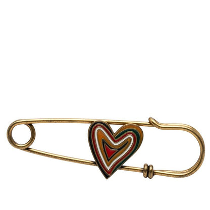 Dior Heart Pin Brooch Gold Multicolor Plated