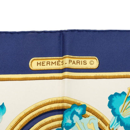 Hermes Carre 90 Caraibes Caribbean Bird Scarf Navy White Silk — view 4