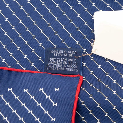 Hermes Carre 45 Geometric Scarf Navy Red Silk — view 6