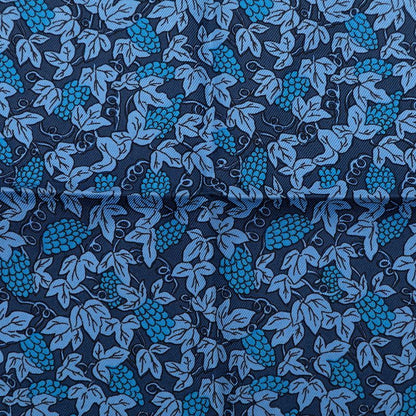 Hermes Carre 45 Petit Gavroche Grape Vines Gray Scarf Navy Blue Silk — view 2