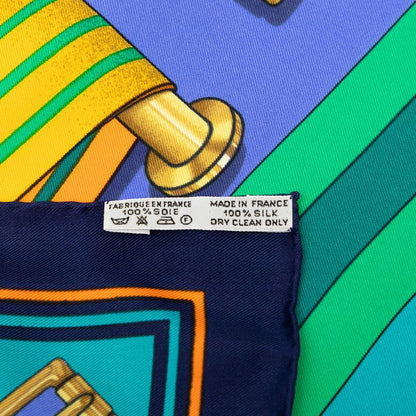 Hermes Carre 90 les Sangles Scarf Navy Blue Silk — view 7