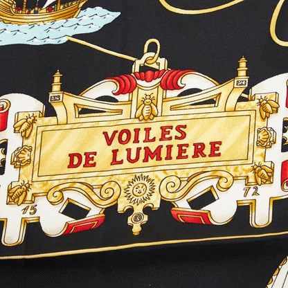 Hermes Carre 90 Voiles de Lumiere Sailing Ship of Light Scarf Black Multicolor — view 2