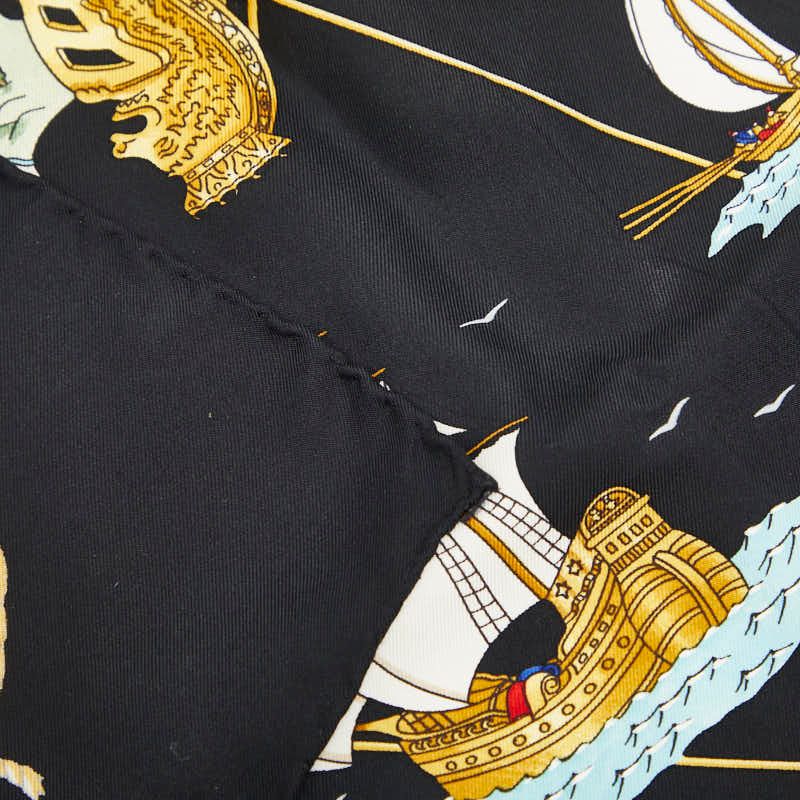 Hermes Carre 90 Voiles de Lumiere Sailing Ship of Light Scarf Black Multicolor — view 4