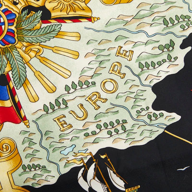 Hermes Carre 90 Voiles de Lumiere Sailing Ship of Light Scarf Black Multicolor — view 3