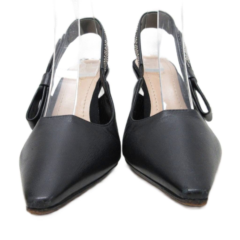Dior J'adior Leather Pumps Sling Back Logo Pointed Toe High Heels Pin Black 38 — view 4