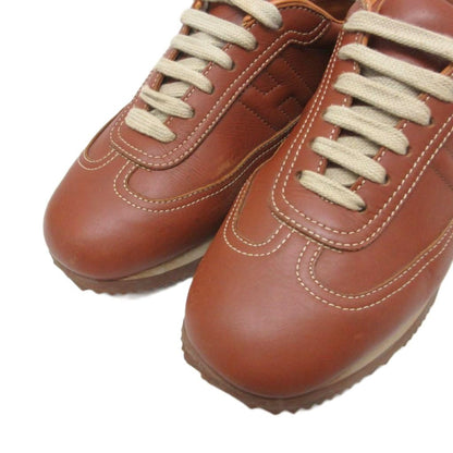 Hermes Quick Sneakers Logo Shoes Low-Cut Leather Brown 36.5 — view 5