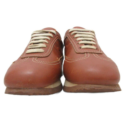 Hermes Quick Sneakers Logo Shoes Low-Cut Leather Brown 36.5 — view 4