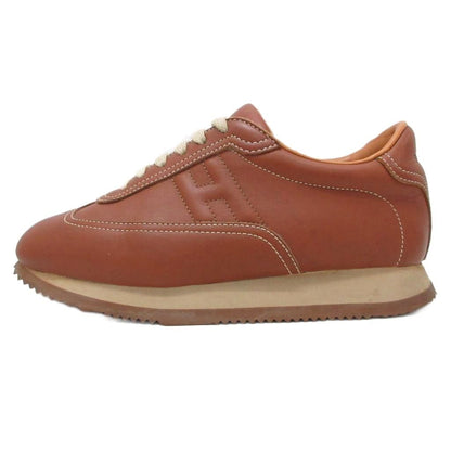 Hermes Quick Sneakers Logo Shoes Low-Cut Leather Brown 36.5 — view 2