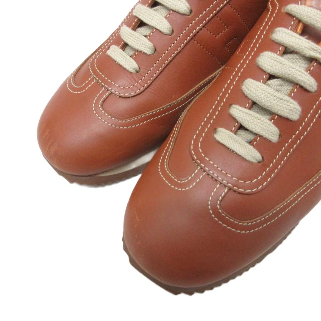 Hermes Quick Sneakers Logo Shoes Low-Cut Leather Brown 39 — view 5
