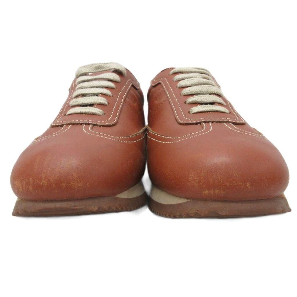 Hermes Quick Sneakers Logo Shoes Low-Cut Leather Brown 39 — view 4