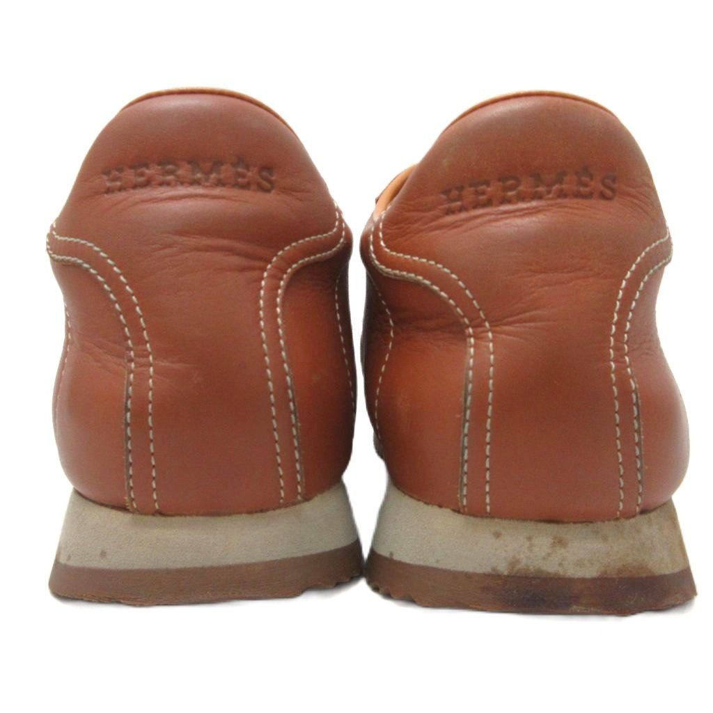 Hermes Quick Sneakers Logo Shoes Low-Cut Leather Brown 39 — view 3