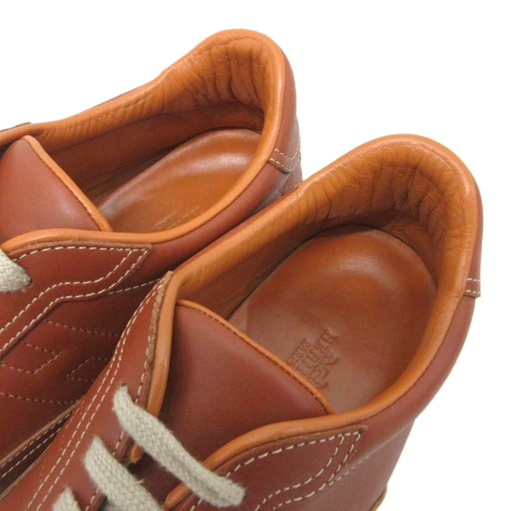 Hermes Quick Sneakers Logo Shoes Low-Cut Leather Brown 39 — view 6