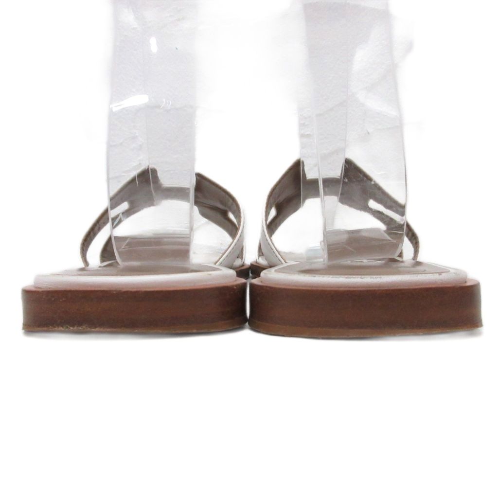 Hermes Oran Sandals Logo Leather White 36 — view 3