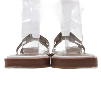 Hermes Oran Sandals Logo Leather White 36 — view 3