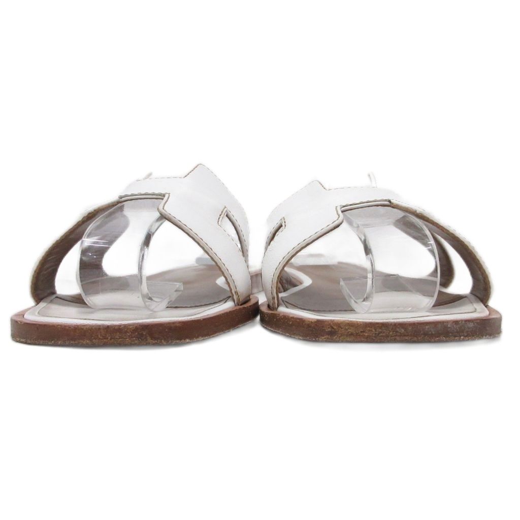 Hermes Oran Sandals Logo Leather White 36 — view 4