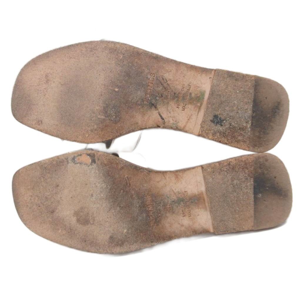 Hermes Oran Sandals Logo Leather White 36 — view 8