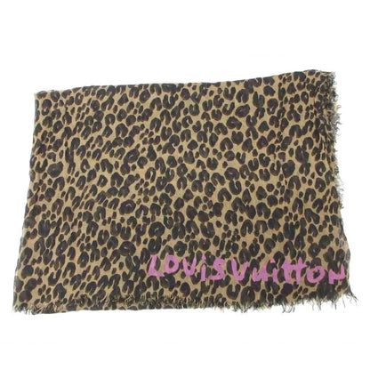 Louis Vuitton Etole Leopard Shawl Scarf Large All Over Pattern Beige Black