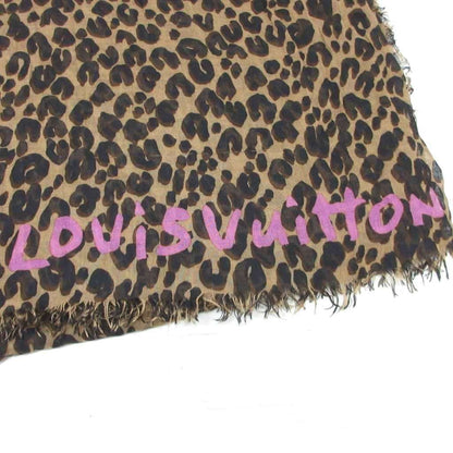 Louis Vuitton Etole Leopard Shawl Scarf Large All Over Pattern Beige Black — view 2