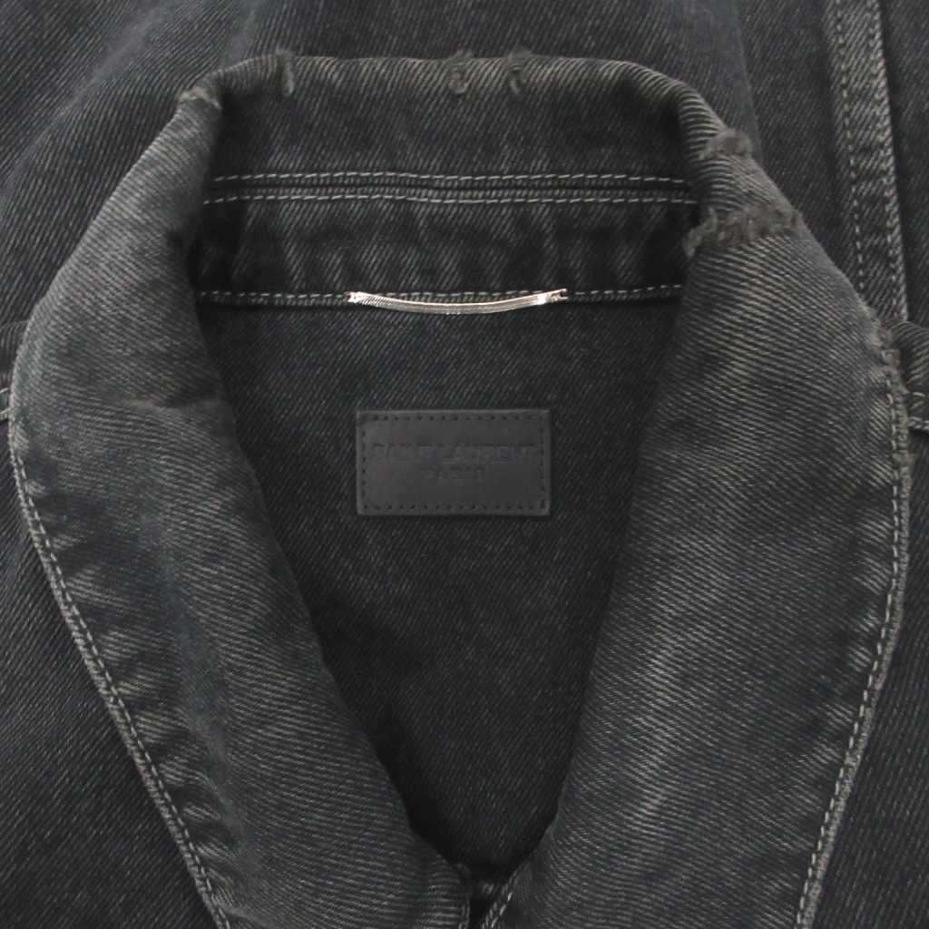 Saint Laurent Paris Denim Jacket Trucker Cotton 54 Black — view 7