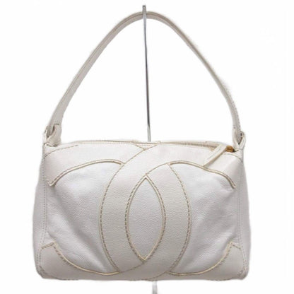 Chanel CC Logo Jumbo CC Caviar Leather Shoulder Bag White — view 2