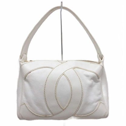 Chanel CC Logo Jumbo CC Caviar Leather Shoulder Bag White