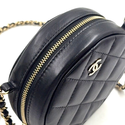 Chanel Classic Round Chain Lambskin Black Shoulder Bag Gold — view 7