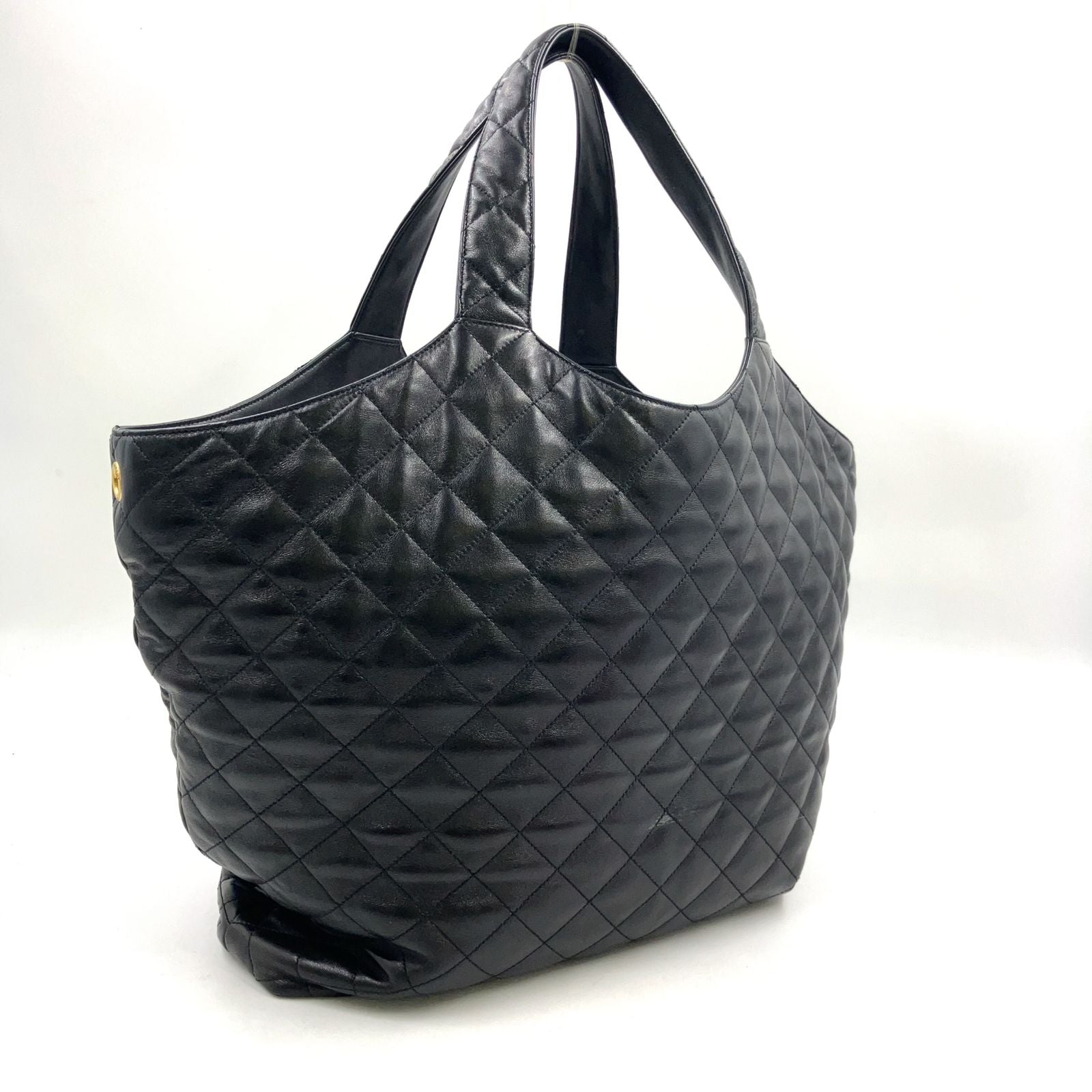 Saint Laurent Paris Icare Maxi Lambskin Black Tote Bag Gold — view 2