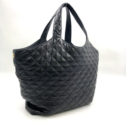 Saint Laurent Paris Icare Maxi Lambskin Black Tote Bag Gold — view 2