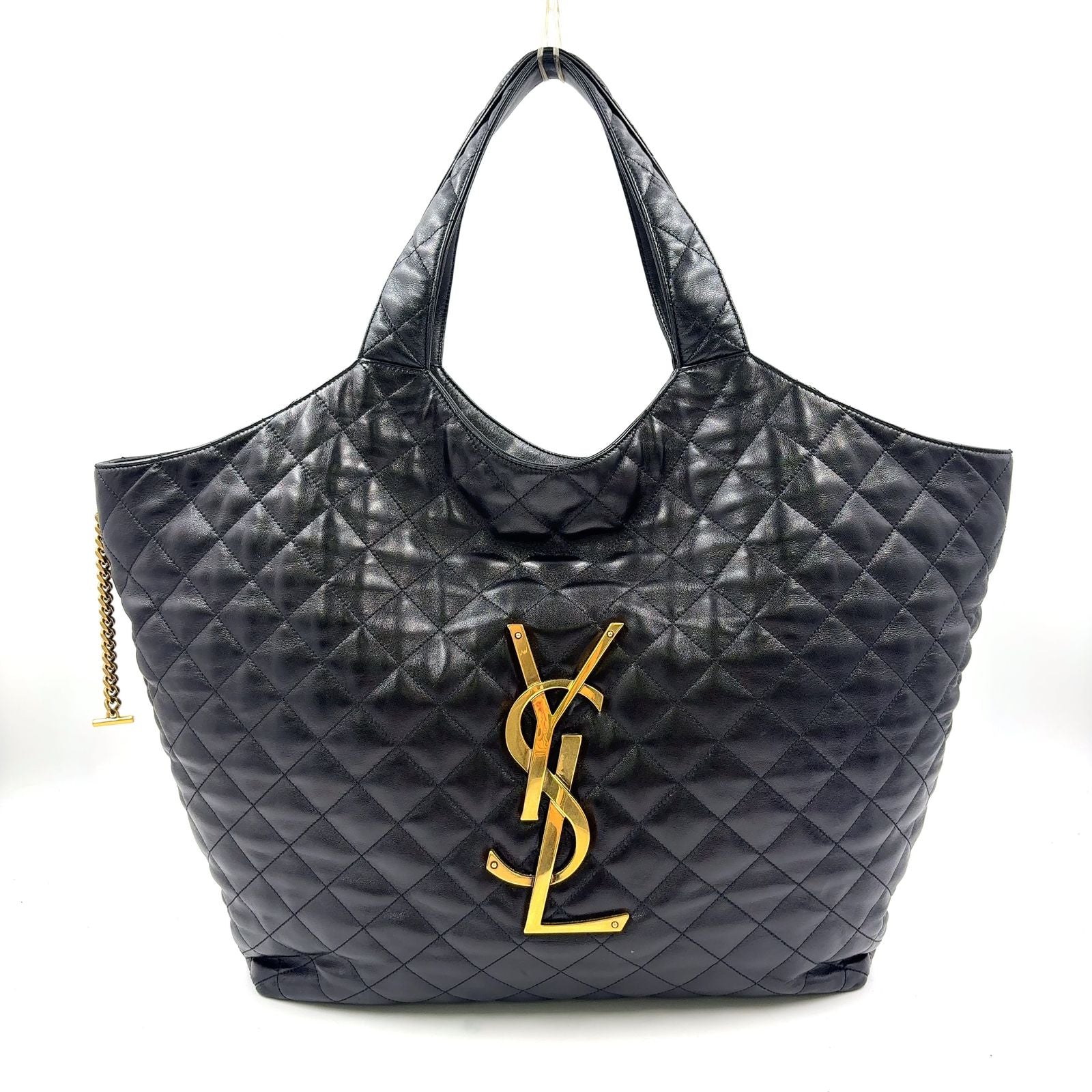 Saint Laurent Paris Icare Maxi Lambskin Black Tote Bag Gold