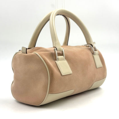 Loewe Amazona Embroidered Leather Suede White Light Pink Handbag Silver — view 2