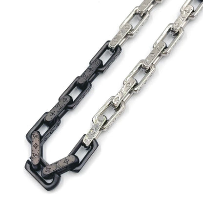 Louis Vuitton Collier Monogram Chain Metal Silver Black Necklace — view 2