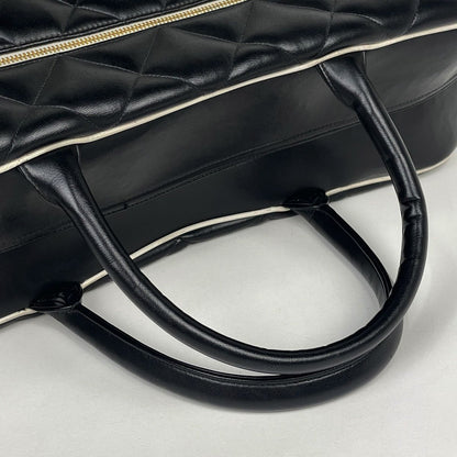 Chanel Boston Bag Quilted Leather Black White — view 6