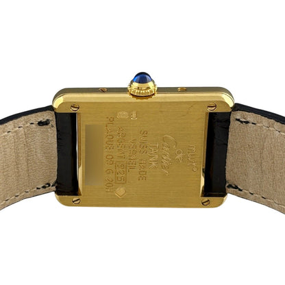 Cartier Must Tank SM Vermeil Watch 925 Sterling Silver Leather Quartz Yellow — view 4