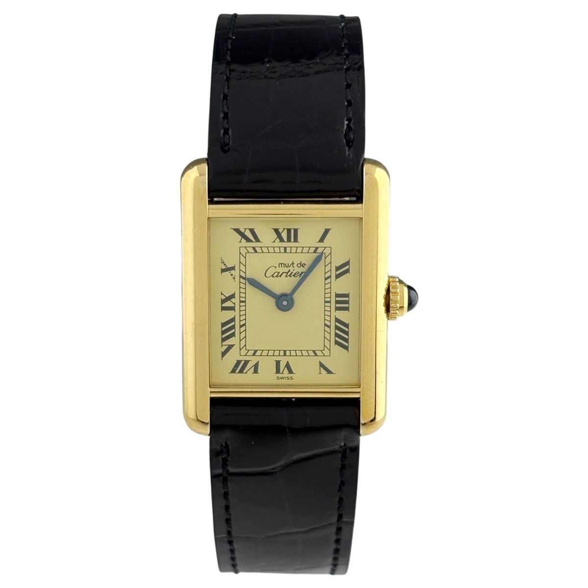 Cartier Must Tank SM Vermeil Watch 925 Sterling Silver Leather Quartz Yellow — view 2