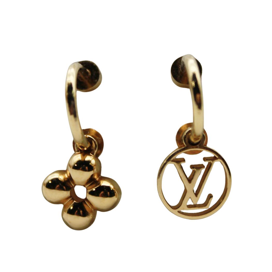 Louis Vuitton Earrings Blooming Gold Logo Feminine