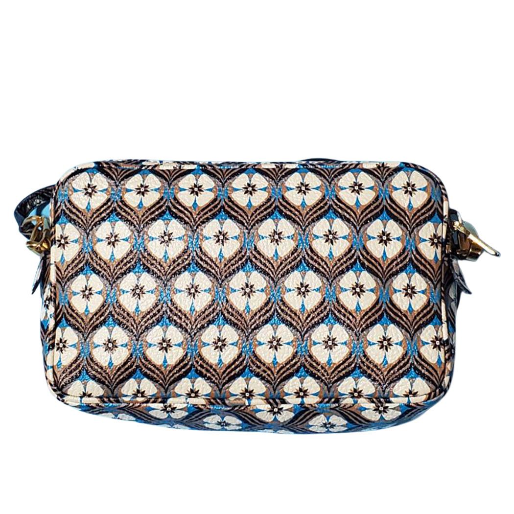 Miu Miu Shoulder Bag Leather White Blue Flower Gold — view 2