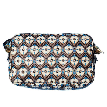 Miu Miu Shoulder Bag Leather White Blue Flower Gold — view 2