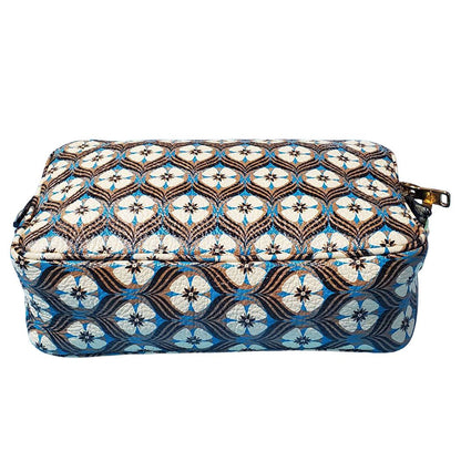 Miu Miu Shoulder Bag Leather White Blue Flower Gold — view 3