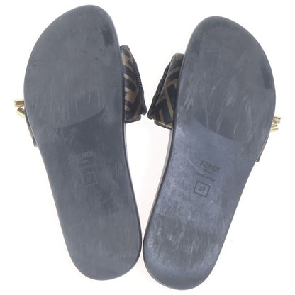 Fendi Zucca Flat Sandals Shoes Black Brown — view 5