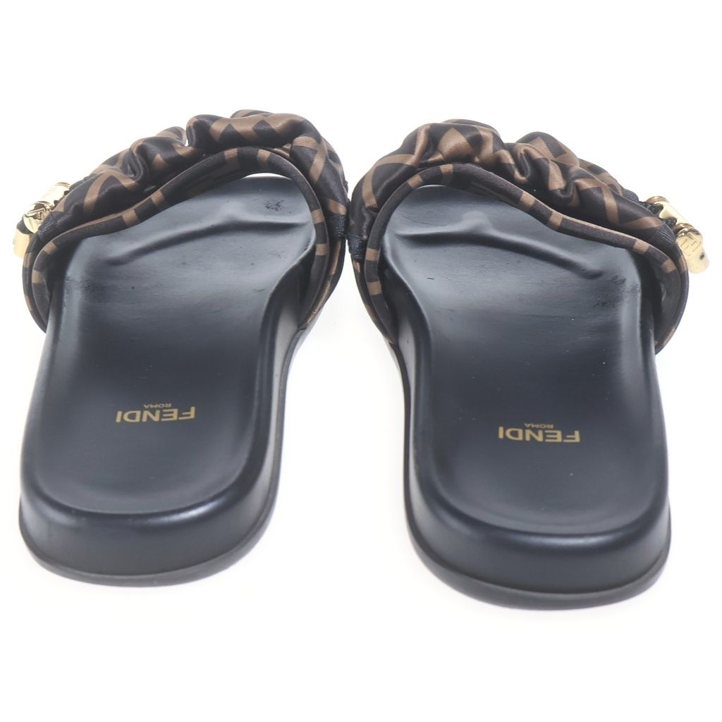 Fendi Zucca Flat Sandals Shoes Black Brown — view 3