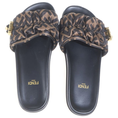 Fendi Zucca Flat Sandals Shoes Black Brown — view 4
