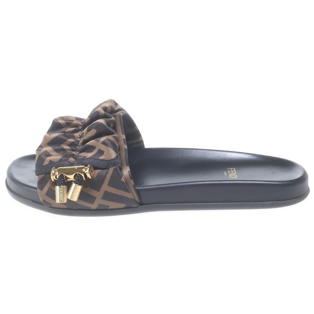 Fendi Zucca Flat Sandals Shoes Black Brown — view 2