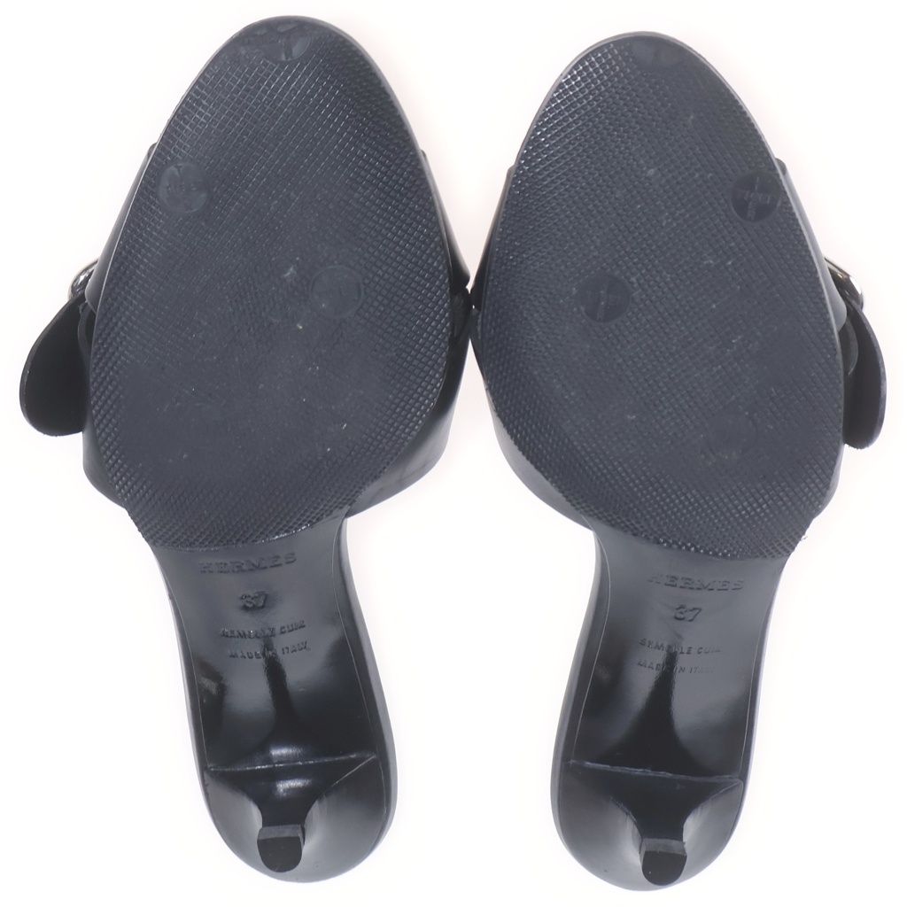 Hermes Martin Margiela Era Belt Sandals Leather Black 37 — view 5