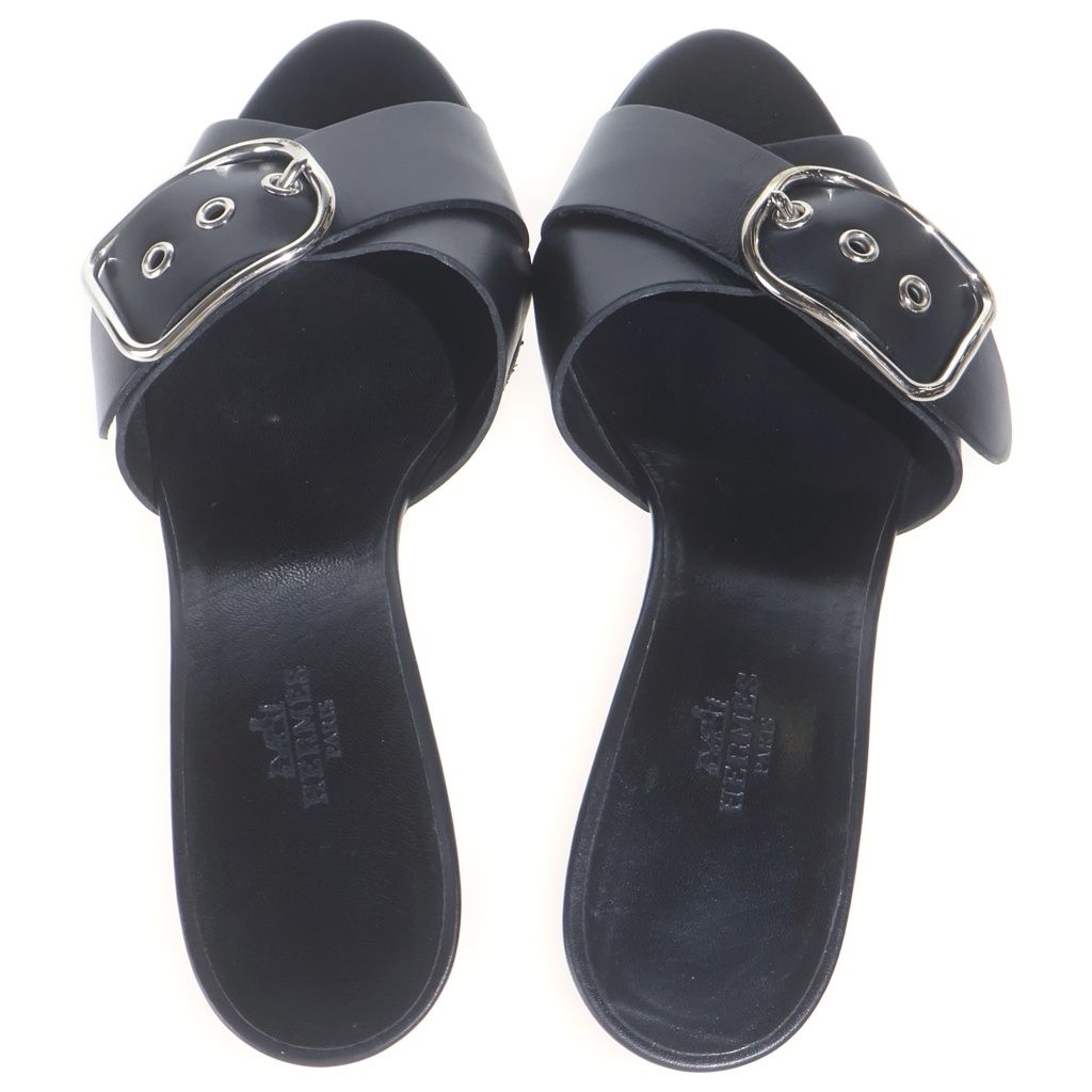 Hermes Martin Margiela Era Belt Sandals Leather Black 37 — view 4