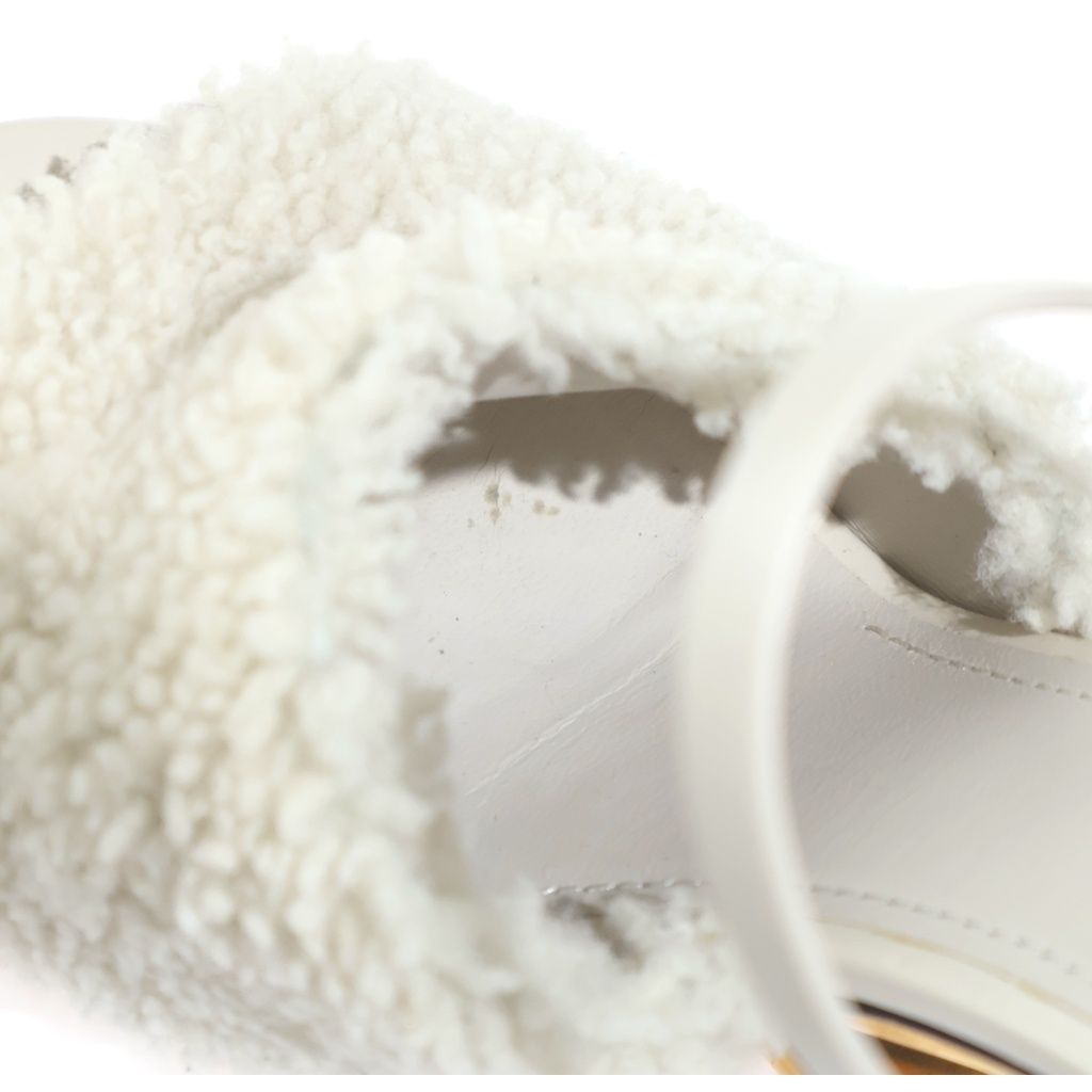 Fendi Fleece Leather Strap Sandals Shoes White 37 — view 6