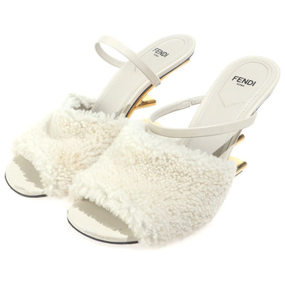 Fendi Fleece Leather Strap Sandals Shoes White 37