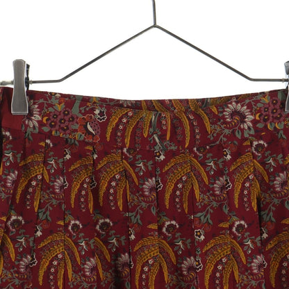 Hermes Pleated Skirt Paisley Pattern Silk Red 42 — view 4