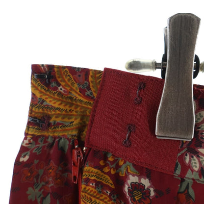 Hermes Pleated Skirt Paisley Pattern Silk Red 42 — view 7