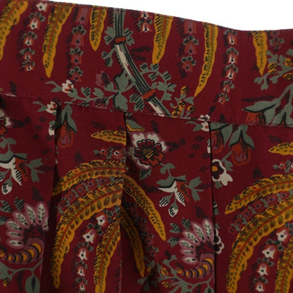 Hermes Pleated Skirt Paisley Pattern Silk Red 42 — view 6